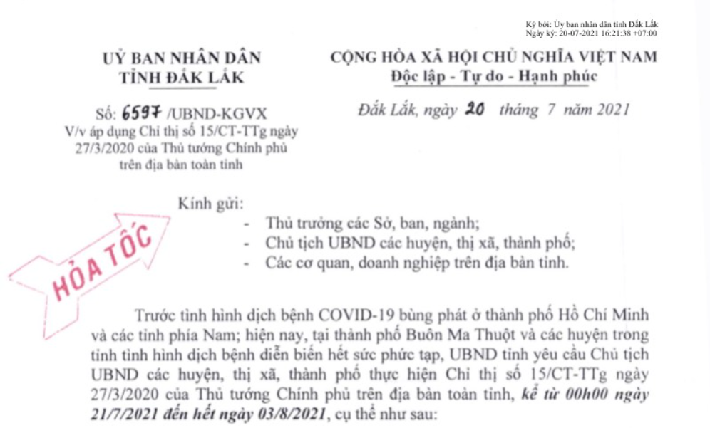 Áp dụng Chỉ thị số 15/CT-TTg ngày 27/3/2020 của Thủ tướng Chính phủ trên địa bàn toàn tỉnh